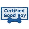 FITZNORA Certified Good Boy Patch with Blue Embroidery Letters, Hook