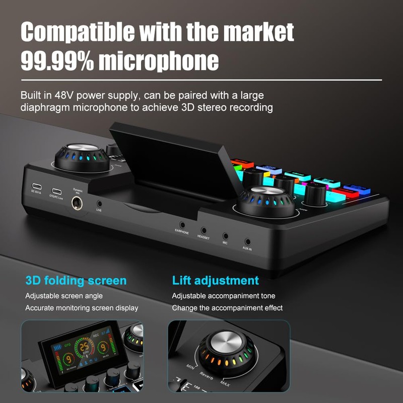 Nuoxiange F668 Beginners Game Audio Mixer OTG Interface 3D Folding