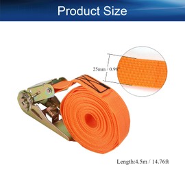 Yinpecly Lashing Strap 1" x14.8ft Adjustable Tie Down Cam Straps Cargo Packing Strap with Buckles up to 441lbs for Kayak, Roof Racks, Motorcycle, Car, Truck, Boat, Trailer Orange 2Pcs
