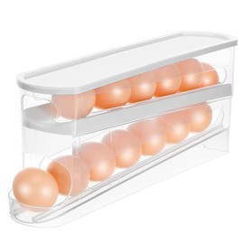 JECOMPRIS Fridge Egg Holder Auto Rolling Egg Container for Refrigerator Kitchen Pantry Organizer Organizers Storage