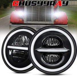 CHUSYYRAY Fit for International 1961-1980 Scout II DOT 2PCS 7inch Round LED Headlights H4