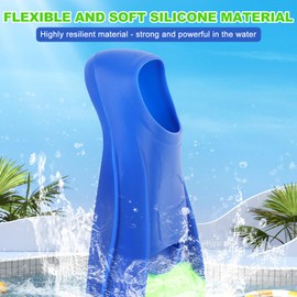 Kids Swim Fins, Short Fins Swimming Flippers for Lap Swimming Training and Diving, Size Suitable Beginners Kids Girls Boys Adults (Blue/Green, S)