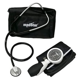 MEDSTAR | Kit Baumanómetro Aneroide Tipo Palma Platinum con Estetoscopio de Lujo (BLANCO) Esfigmomanómetro para Enfermeras, Médicos y Estudiantes | Con Estetoscopio de Lujo, Esfigmomanómetro, Para Enfermeras, Médicos y Estudiantes
