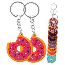 Abaodam Pack of 12 Doughnut Keyrings, Jewellery Pendants, Doughnuts Pendants for Hanging, Cartoon Key Chain, Doughnut Pendant, Stylish Key Ring, Ear, As Shown