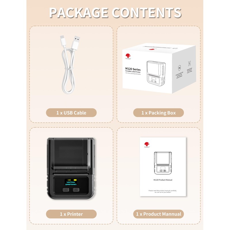 Phomemo M120 Label Printer - Bluetooth Label Maker Machine Compatible