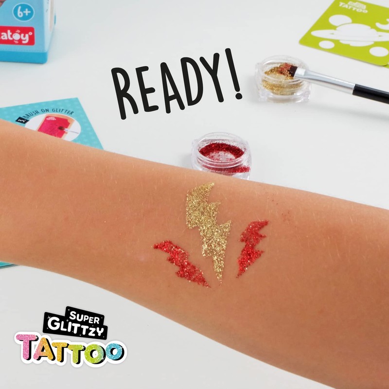 TATOY Super Glittzy Party Glam Tattoo Set - Skin-Friendly Temporary