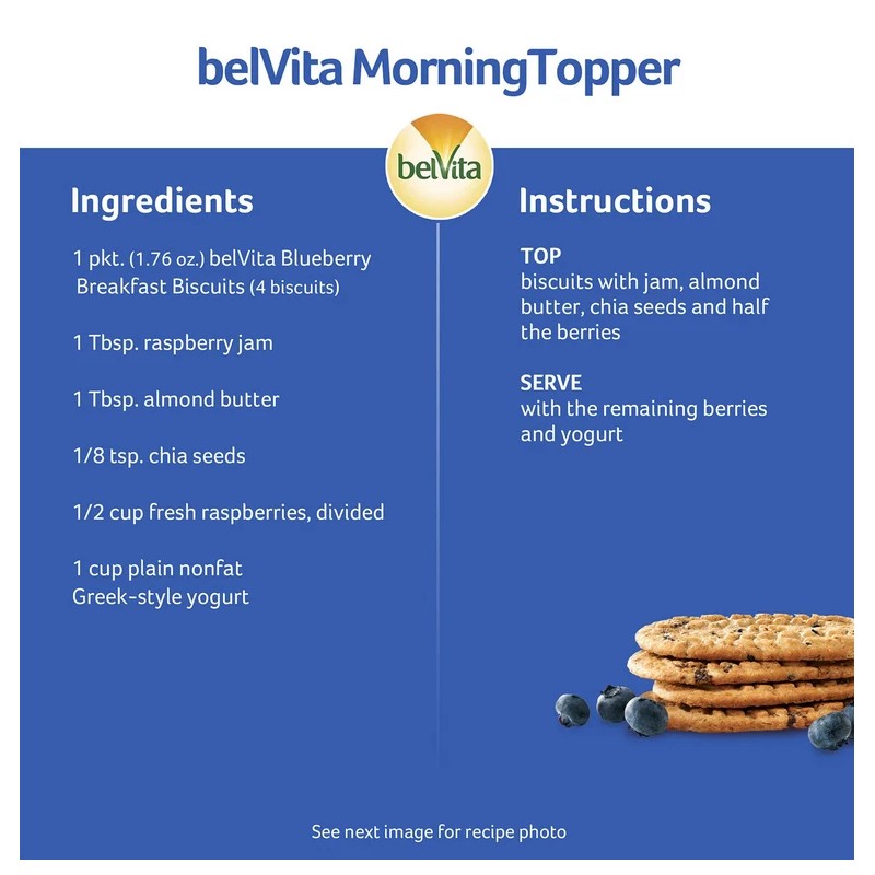 belVita Blueberry Breakfast Biscuits, 4 biscuits per pack, 25 pk.