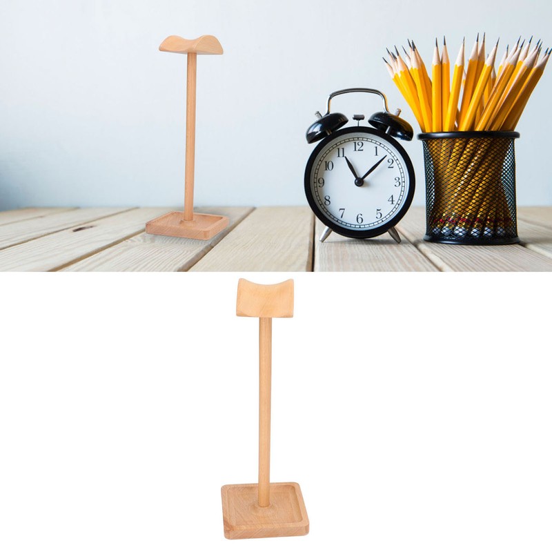 Wooden Headphone Holder Beech Headset Stand Desktop Display Shelf for