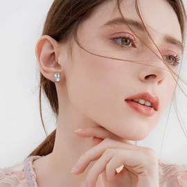 Cat / Pineapple / Flower / Whale / Dinosaur Earrings Moonstone Stud Earrings 925 Sterling Silver Animal Earrings Hypoallergenic for Sensitive Ears Animal Jewellery for Women Teen Girls, Sterling