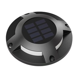 ledscom.de Bunso LED Solar Floor Light for Outdoor Use, IP65, Plastic, Round, 120 mm Diameter, Warm White, Pack of 3