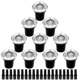 Eleglo Led Landscape Lights (Low Voltage 5W, IP67 Waterproof) - In-Ground Lights for Gardens, Yards, Driveways, Decks & Pathways (10Pack, 12V/24V, Warm White)