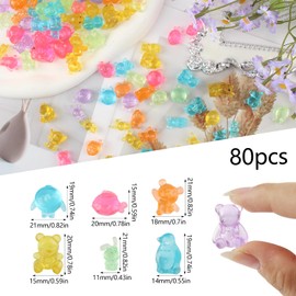 chenyu 80pcs Resin Animals Mini Luminous Animals Mixed Twinkle Sea Animal Tiny Resin Miniature Small Animal Figures Glow in the Dark for Garden Landscape Dollhouse Decor DIY Craft