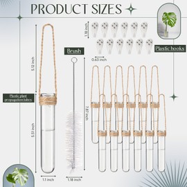 Baderke 12 Pack Plastic Hanging Propagation Tubes Propagation Station Vases Wall Hanging Plant Vase for Planters Hydroponic Office Garden Flowers Decor Lover Gift (Natural Color)