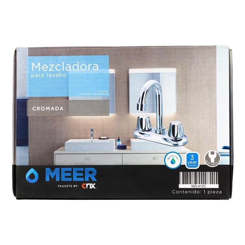 CNX Mezcladora Para Lavabo Cubierta En Acero Inoxidable