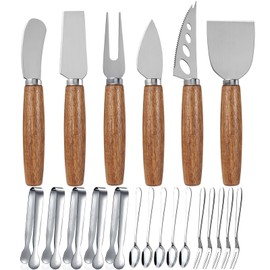 Charcuterie Board Accessories Spreader Knife Set Cheese Butter with Wooden Handles Mini Serving Tongs Spoons Forks Toothpick Flags for party Wedding Christmas (ABX-2)