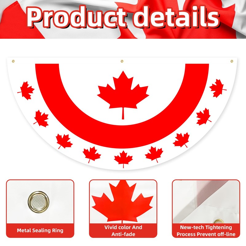 6 x 3 FT Flat Canada Flag Bunting – No-Pleat