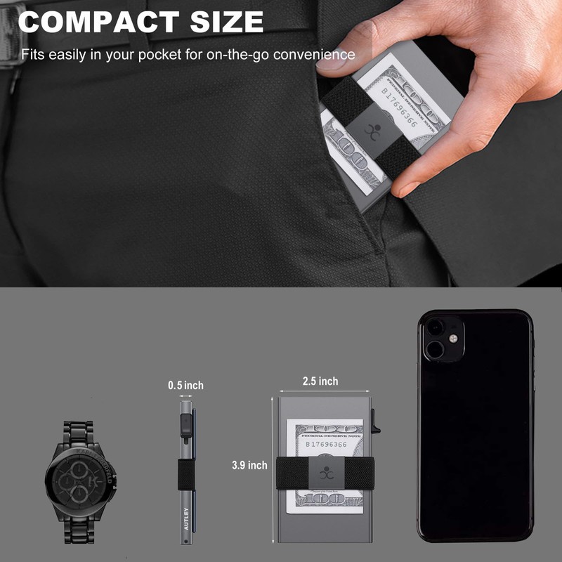 SEMORID Slim Aluminum Card Holder Wallet for Men, Durable Expandable