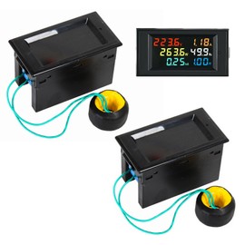 2 Pack AC Display Meter, 80-300VAC 100A Digital Multimeter, Voltmeter Watt Meter Current Ammeter, Power Factor Tester, 110V 220V Energy Monitor, Digital Color LCD Display, Data Memory