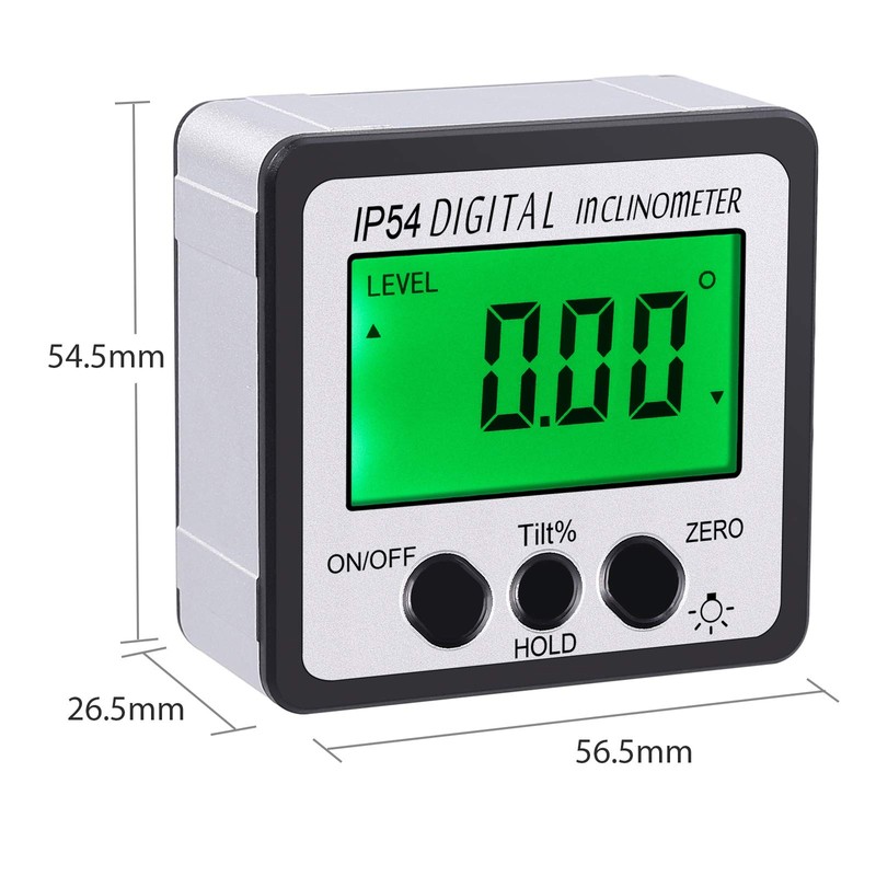 Autoutlet digital inclinometer, protractor LCD angle finder bevel box., Silver