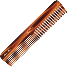 KYVU Handgefertigter Zelluloseacetat-Kamm T7, 18,7 cm, feine und grobe Zähne, Schildpatt-Farbe, Haarstyling für Männer und Frauen