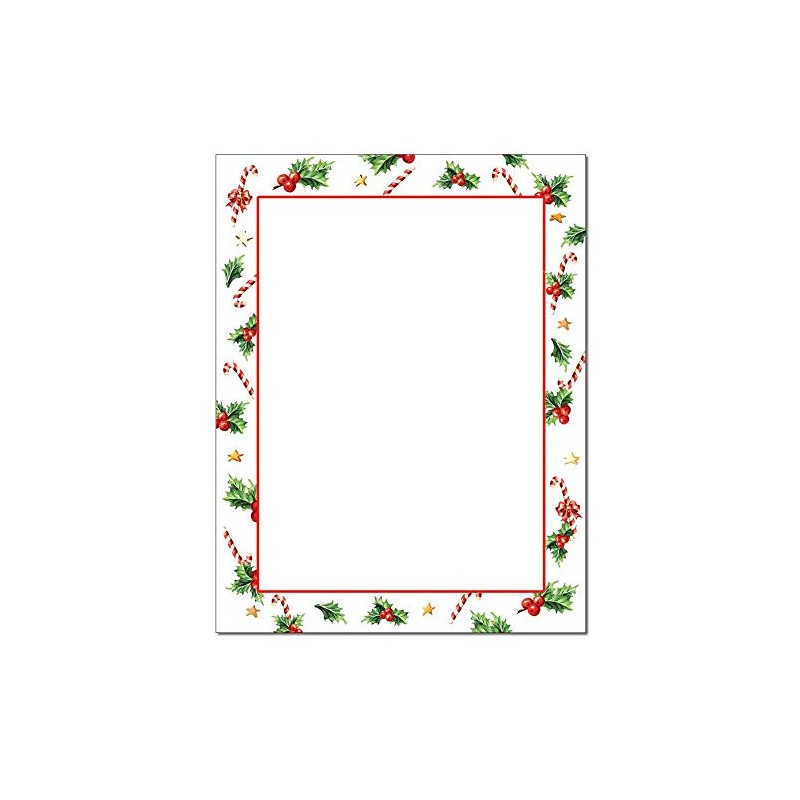 Holly with Candy Canes Letterhead Laser & Inkjet Printer Paper