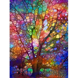 Paint by Number for Adults. DIY Colorful Tree Acrylic Painting Kit for Kids and Adults Beginner – 16” x 20”with 3 Brushes and Bright Colors