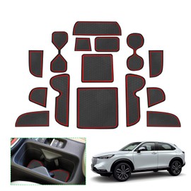 GAFAT Compatible with Honda HR-V 2022-2024 2025 Non-Slip Mats, HRV 2023 Rubber Mats, Centre Console Drink Holder Mats, Storage Box Mats, Door Seam Mats, HRV Accessories (Red)
