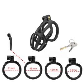 Zhong shu sheng Men's Black Breathable Protective Cage Multi-Size Workout Accessories A228 (L, Flat ring)