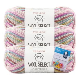 Premier Wool Select Jacquard Sock Yarn - Orchid - 3-Pack Bundle with Bellas Crafts Stitch Markers