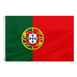 ASUNO Portugal Flag 3 × 5 Feet Polyester Portuguese National Banner with 2 Brass Grommets Double Side Vivid Color Fade Resistant for Outside Garden Lawn Patio