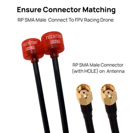 TECHTOO FPV Antenna Racing Drone Antenna 5.8G 2.3dBi Super Mini RHCP Antenna RP SMA Connector for RC Drone Fatshark Goggles FPV Quadcopeter Multicopter TX/RX (Red-2Pack)