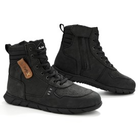 ILM Motorcycle Leather Shoes for Men Waterproof Anti-Slip Leather with Ankle Support Riding Street Shoes Model UB305(Black,12)