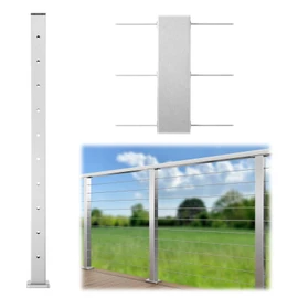 Muzata Cable Railing Post 36 Inch 36"x2"x2" Level Drilled Surface Mount Brushed T304 Stainless Steel Cable Railing System Kit Indoor Outdoor with Paper User Guide PS02 LH4S