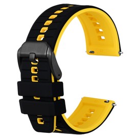 Anbeer Silicone Watch Bands,18mm Quick Release Rubber Watch Strap for Men Women,Black&Yellow with Black Buckle