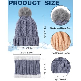 Suhine 18 Pcs Winter Beanie Hat Scarf Gloves Set for Women Include 6 Pcs Knit Hat Warm Beanie with Pompom 6 Pcs Fleece Lined Neck Warmer 6 Pair Warm Touchscreen Gloves for Women Gifts Christmas