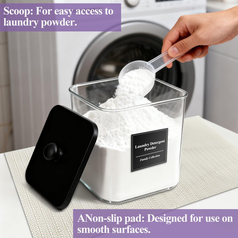 4 Pack Laundry Detergent Container Set with Dryer Sheet Container