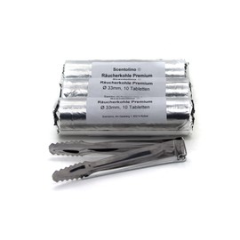 Scentolino Premium Charcoal Charcoal Tablets 3 Rolls Diameter 33 mm + Charcoal Tongs