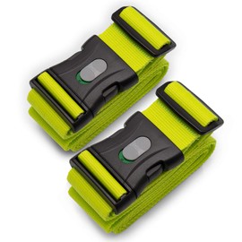 BE-HOLD Luggage Strap Luggage Strap Extra Long (250 x 5 cm) with Lockable Buckle Protects Your Valuable Luggage Contents from Loss (Orange Colour), 2x green.