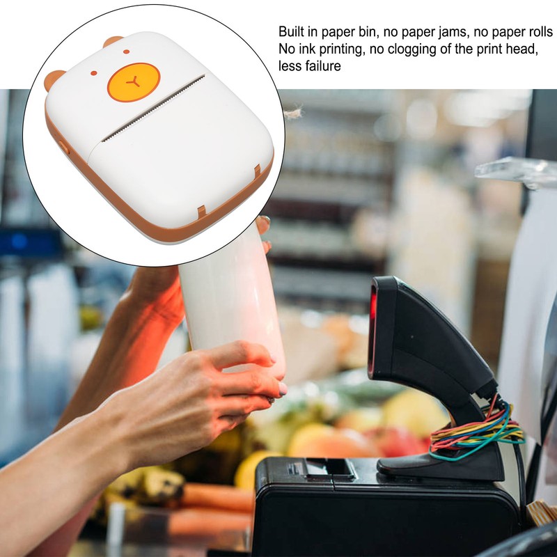 Thermal Printer Rechargeable 203DPI Mini Thermal Printer with 3 Roll