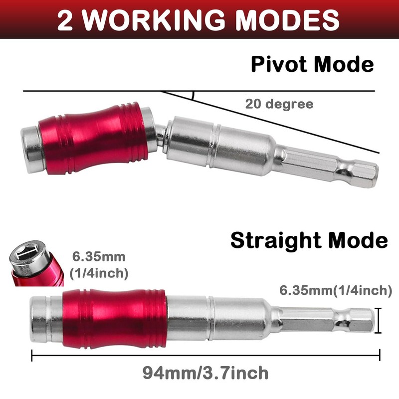 JONMON Pivoting Drill Bit Holder Set- 4Pcs Magnetic Swiveling Bits