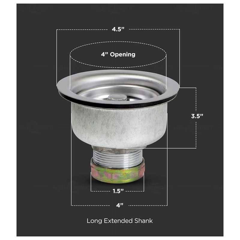 Highcraft 9753 Kitchen Sink (3-1/2 Inch) Stainless Steel Drain Assembly