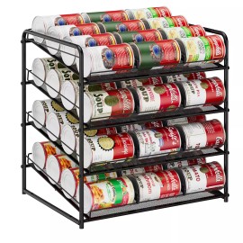 4 Tier Can Rack Organizer Beverage Storage for Kitchen Pantry Hold Up to 48 Cans