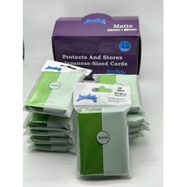 Lenayuyu 1 Box of 720 Counts -12packs LightGreen Color Double Matte Japanese Small Card Sleeves 62mmx89mm Card Sleeves, Toploading fits for Japanese Trading Card Perfect Size