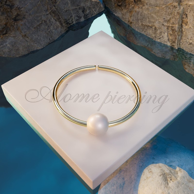 Tiny Gold Hoop Earring- 20G Pearl Cartilage Earring- 8mm Gold