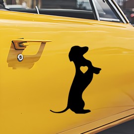 GAOLAOSY Dachshund Love Heart Sticker Decal, 5.9" × 4.5" Vinyl Waterproof Car Bumpers Sticker, Funny Vehicle Decoration Decal for Car Truck Motorcycle Wall Laptop (Black)