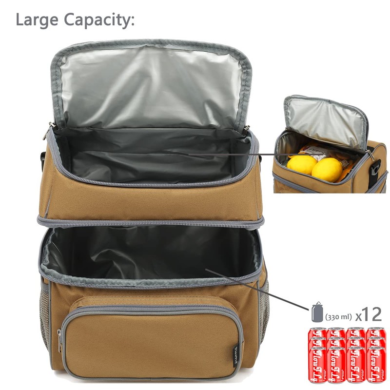FlowFly Double Layer Cooler Insulated Lunch Bag Adult Lunch Box