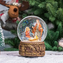 Topadorn Musical Snow Globe Water Glass Snow Globe Glitter, Nativity