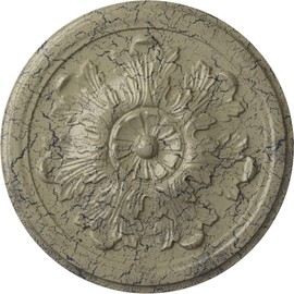 Ekena Millwork CM12LECSC Legacy Acanthus Ceiling Medallion, 12 3/4"OD x 7/8"P (Fits Canopies up to 3 1/2"), Hand-Painted Castle Stone Crackle