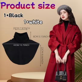 SDXCJY 2 Pieces Women's Faux Turtleneck Women Fake Turtleneck Half Top Mock Blouse Dickey Collar,Winter Keep Warm Turtleneck Unisex Tie Outfits. (1*Black,1*White)
