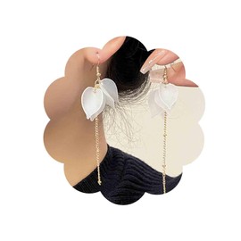 Aneneiceera Vintage Flower Chain Drop Earrings Gold Long Chain Tassel Earrings Transparent Petal Earrings Beaded Chain Dangle Earrings Acrylic Flower Earrings Jewelry for Women and Girls